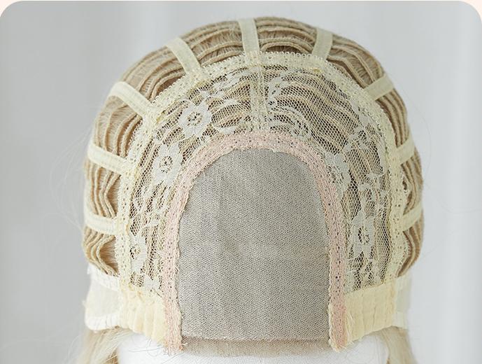 Medium length white gold full head wig