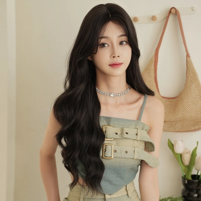 Medium sized large wavy long curly hair,wig 02