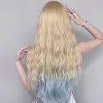 Rice white and blue medium highlights corn perm long curly hair,wig
