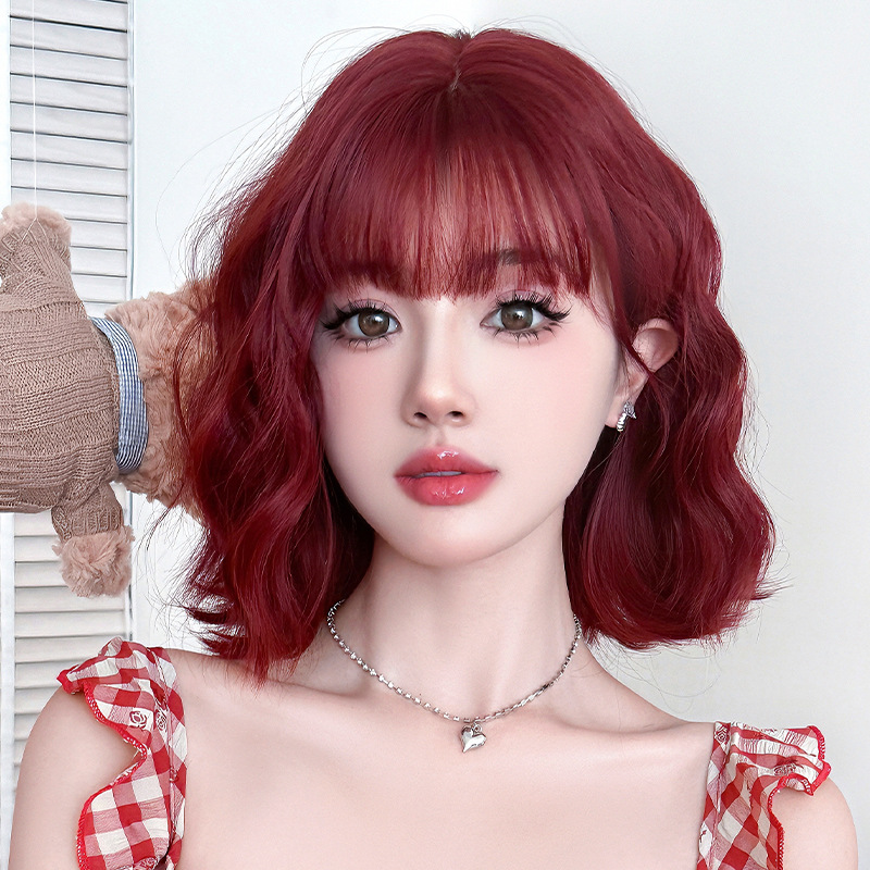 Short curly Bordeaux red subwig