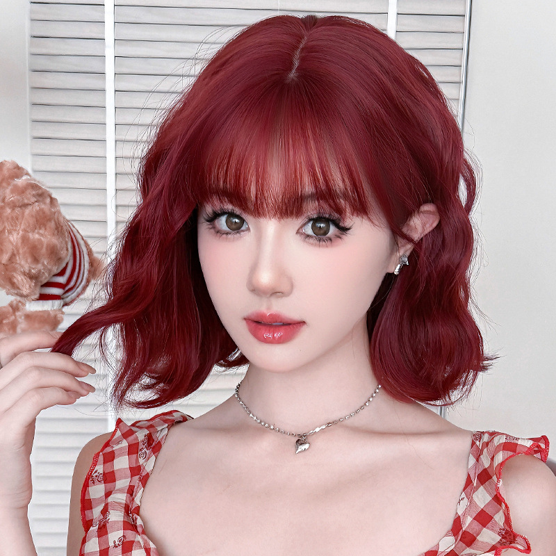 Short curly Bordeaux red subwig