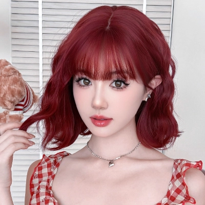 Short curly Bordeaux red subwig 02