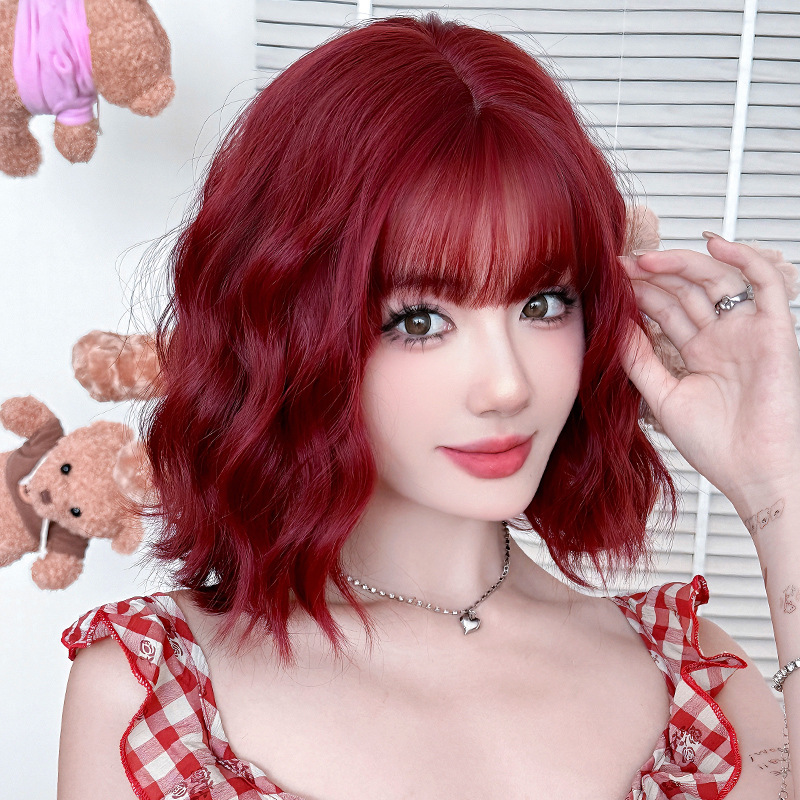 Short curly Bordeaux red subwig