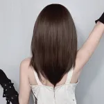 Straight hair bangs amber black brown full top headband,wig