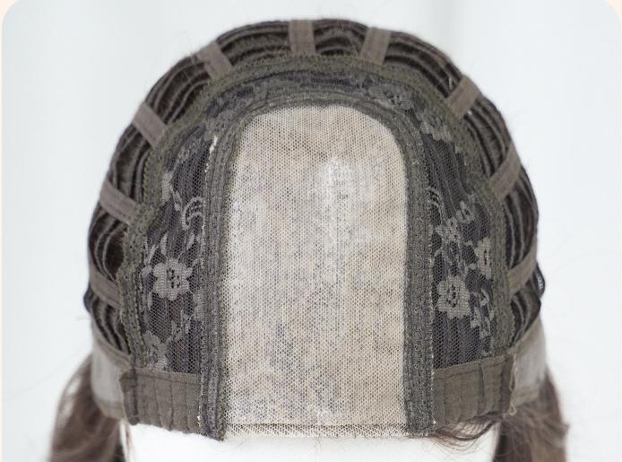 Straight hair line lace hand woven amber black wig