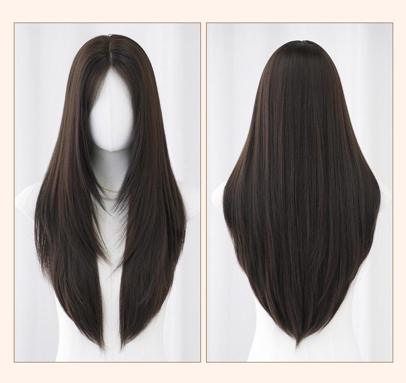 Straight hair line lace hand woven amber black wig
