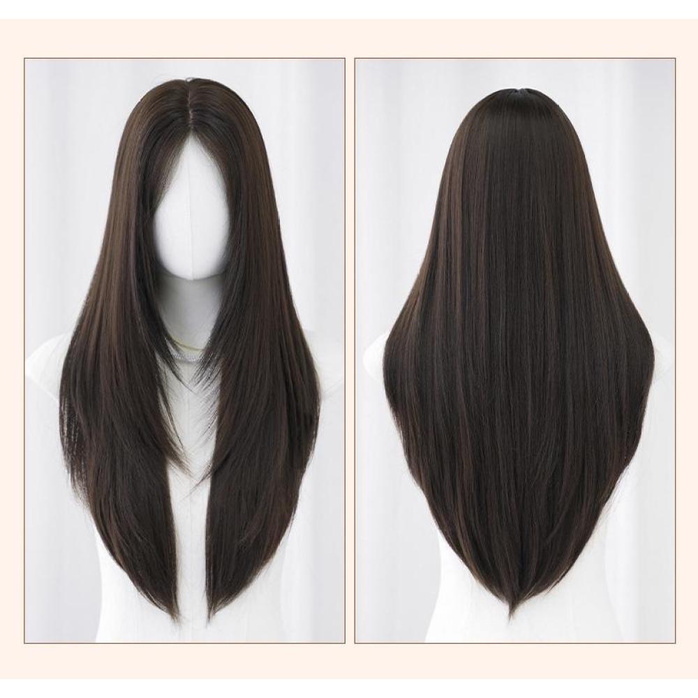 Straight hair line lace hand woven amber black wig