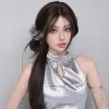 Straight hair line lace hand woven amber black wig