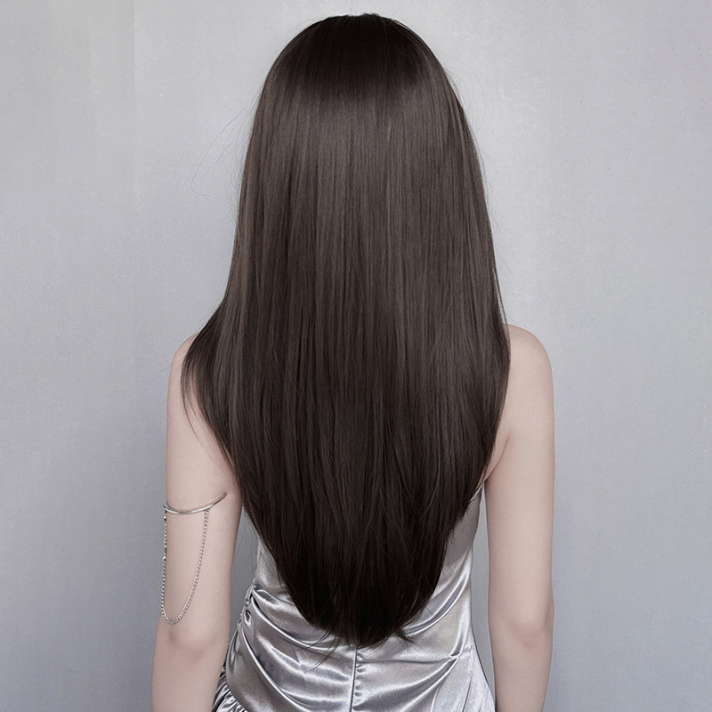 Straight hair line lace hand woven amber black wig