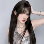 Wig woman long straight hair black full head cover,wig