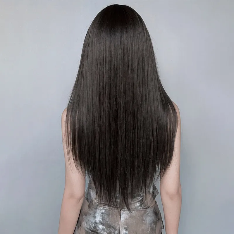 Wig woman long straight hair black full head cover,wig