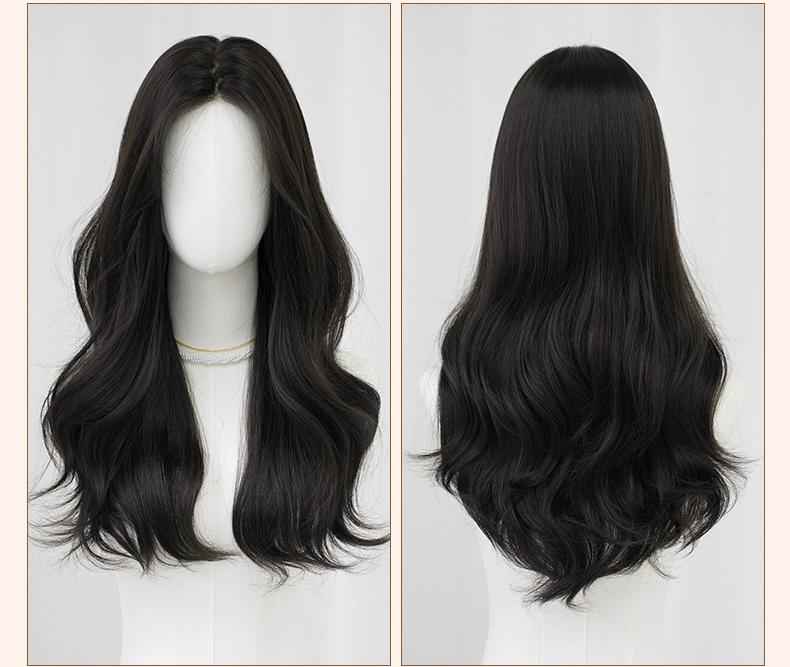  Long curly hair in large black waves,wig