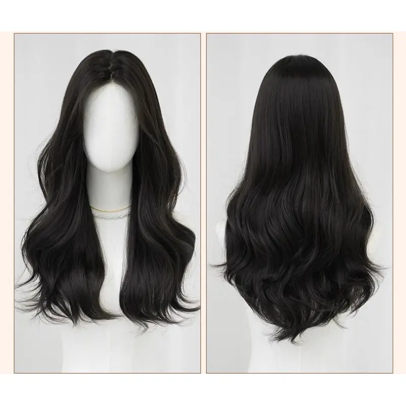  Long curly hair in large black waves,wig