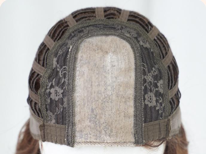 Flax brown synthetic fiber headpiece with long straight hair,wig