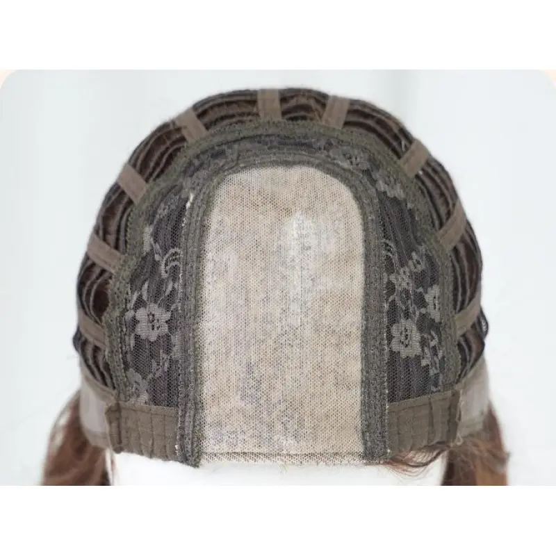 Flax brown synthetic fiber headpiece with long straight hair,wig
