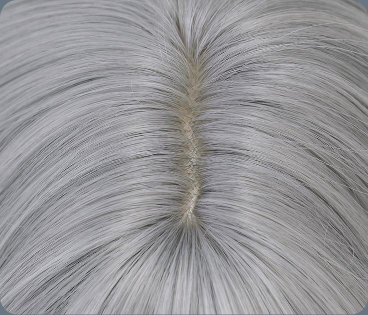 Silver highlights with bangs and long curly hair,wig