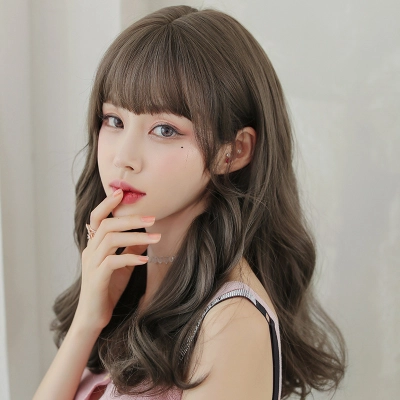 Air bangs fluffy medium long curly hair,wig 02