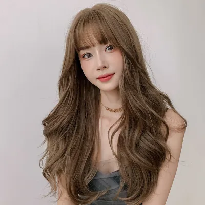 Comic bangs Internet celebrity round face big waves fluffy curls,wig 01