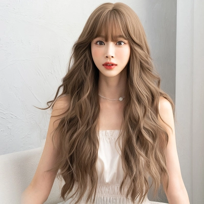 Fluffy fashion big wave long hair, can be tied and put,wig 01
