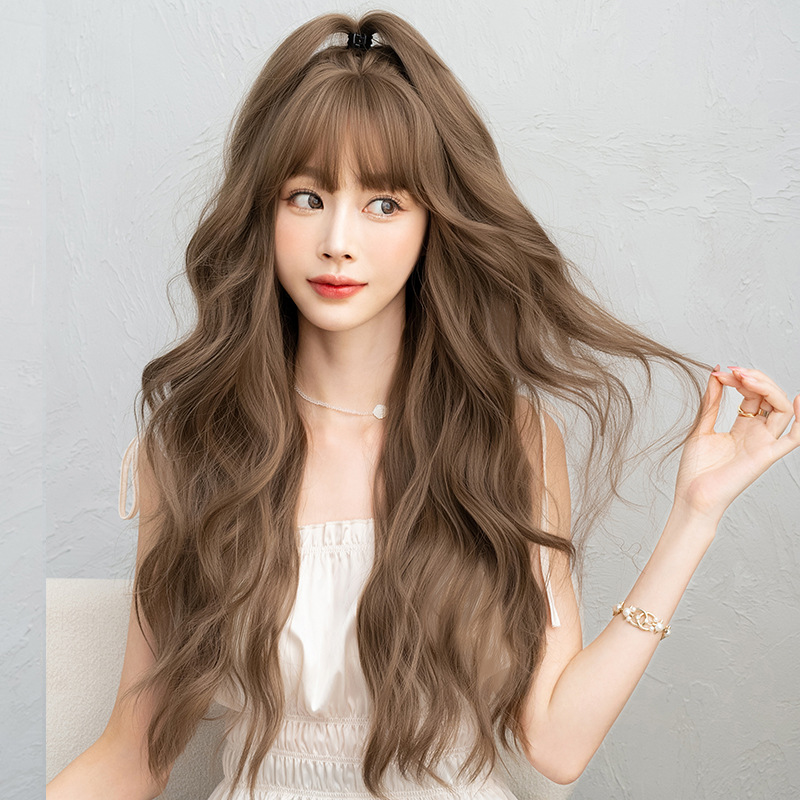 Fluffy fashion big wave long hair, can be tied and put,wig