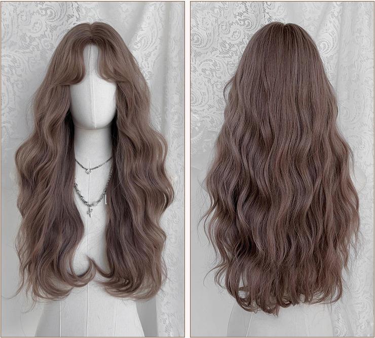 Japanese and Korean wavy pink purple long curly hair,wig