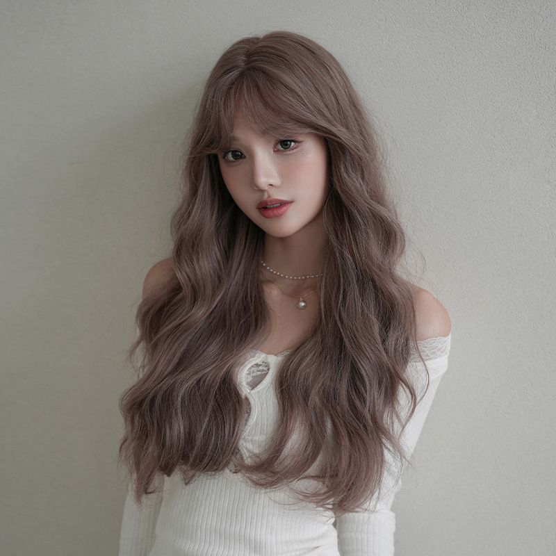 Japanese and Korean wavy pink purple long curly hair,wig