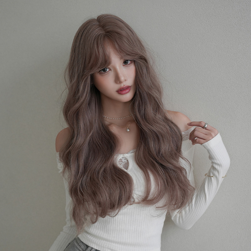 Japanese and Korean wavy pink purple long curly hair,wig