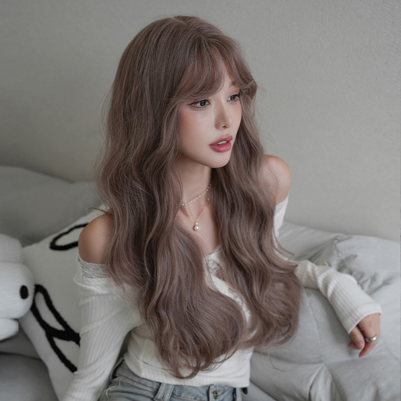 Japanese and Korean wavy pink purple long curly hair,wig