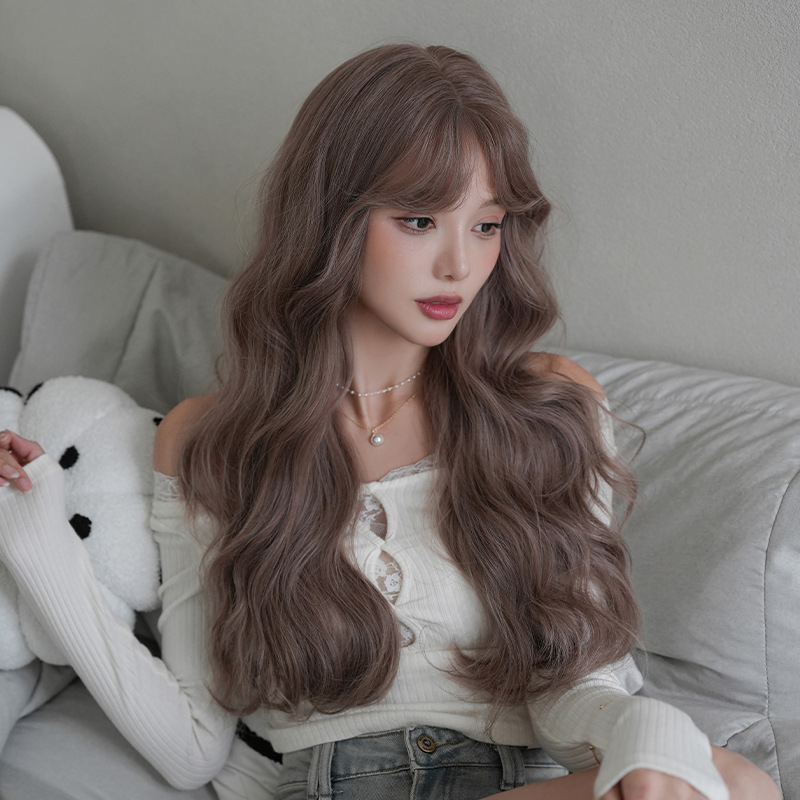 Japanese and Korean wavy pink purple long curly hair,wig