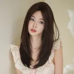 Korean natural split straight hair,wig