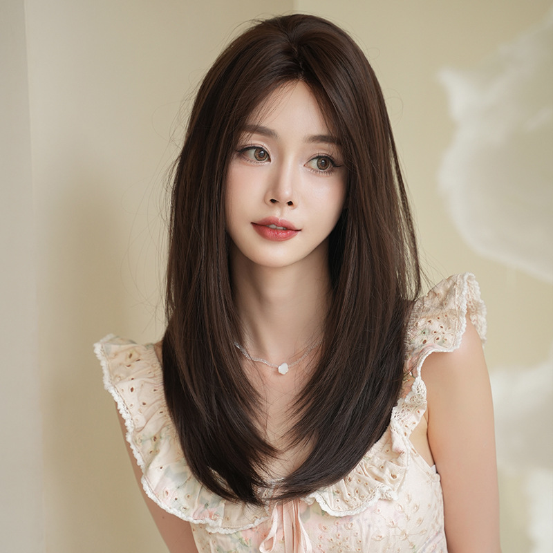 Korean natural split straight hair,wig