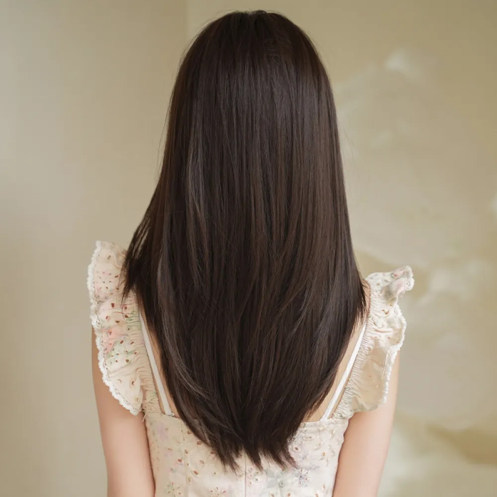 Korean natural split straight hair,wig
