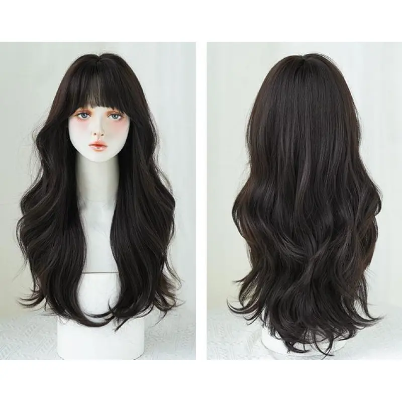 Long, naturally wavy bangs,wig