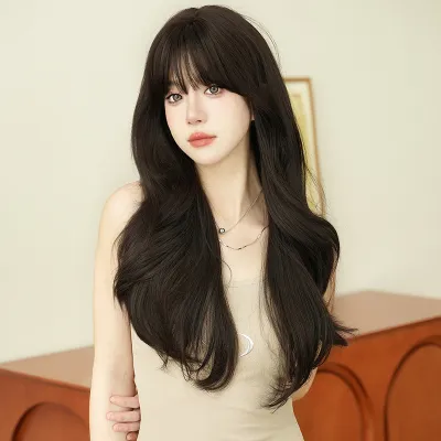 Long, naturally wavy bangs,wig 01
