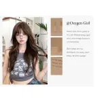Morandi Brown Korean bangs with long curly hair,wig