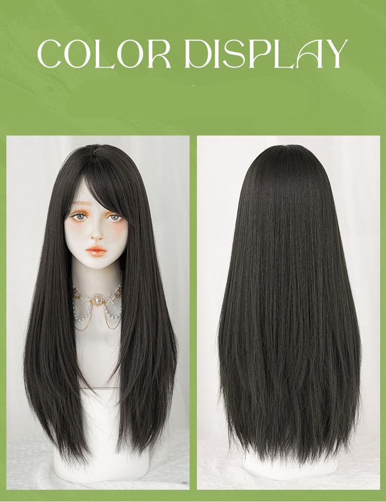 Pure black long straight natural hair,wig
