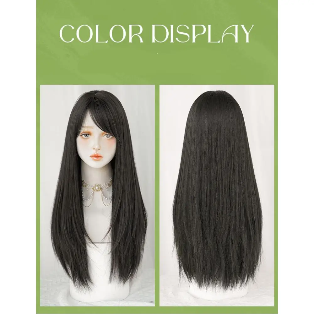 Pure black long straight natural hair,wig