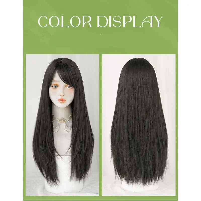 Pure black long straight natural hair,wig