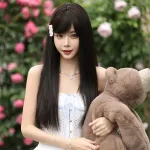 Pure black long straight natural hair,wig