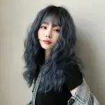 Retro romantic forest style bangs naturally fluffy medium long hair,wig