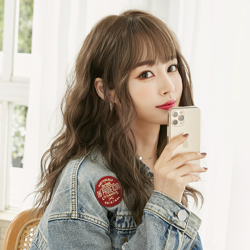 Retro romantic forest style bangs naturally fluffy medium long hair,wig