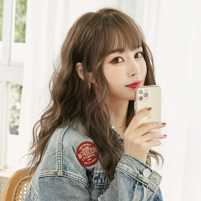 Retro romantic forest style bangs naturally fluffy medium long hair,wig 01