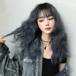 Retro romantic forest style bangs naturally fluffy medium long hair,wig