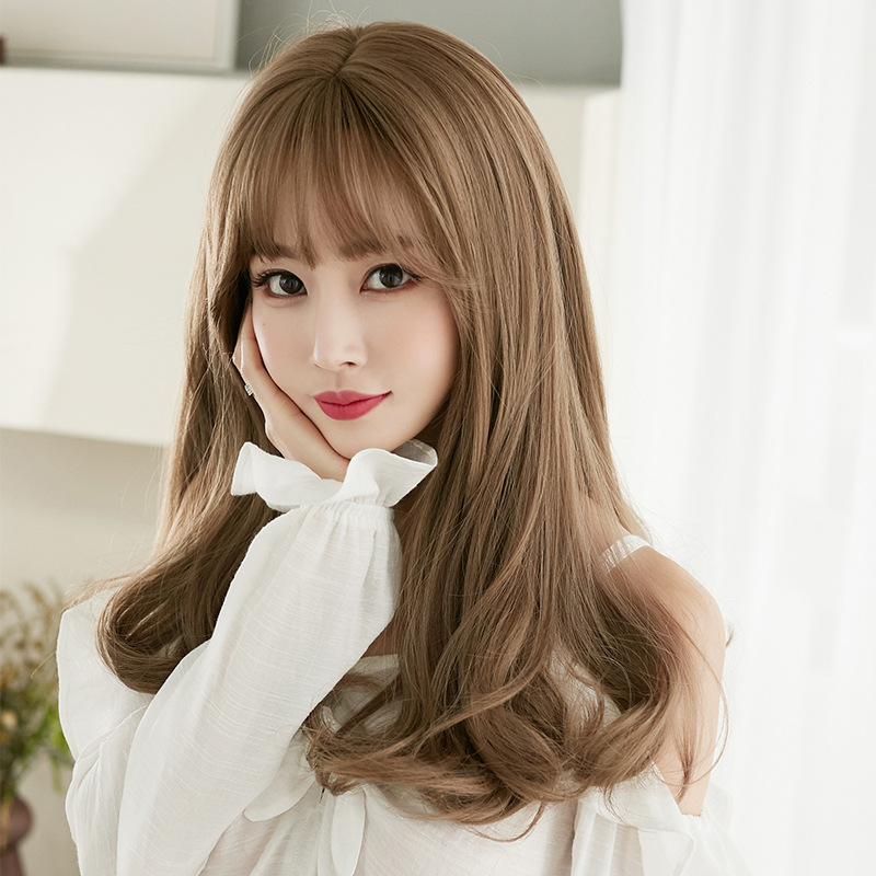 Gentle pear blossom slightly curled hairstyle,wig