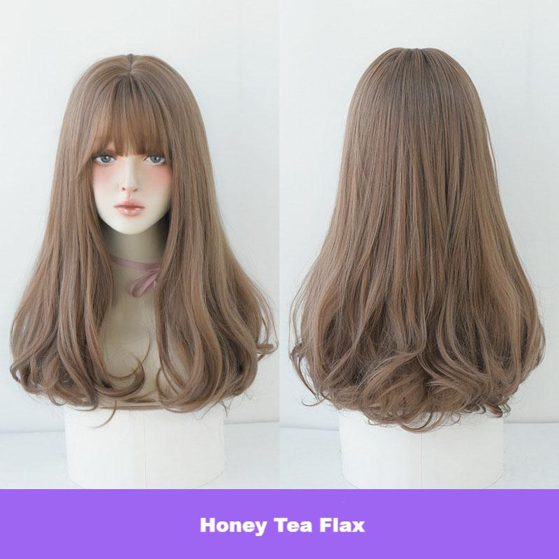 Gentle pear blossom slightly curled hairstyle,wig