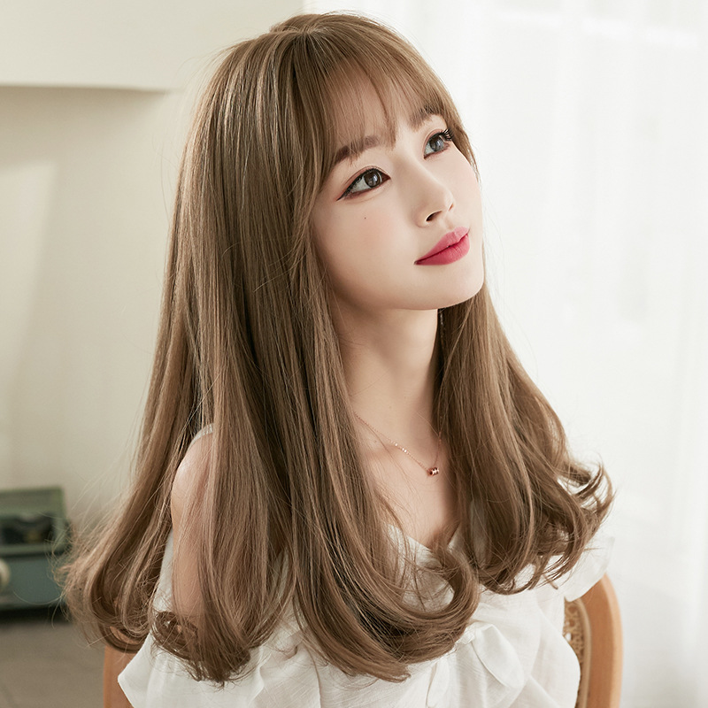 Gentle pear blossom slightly curled hairstyle,wig