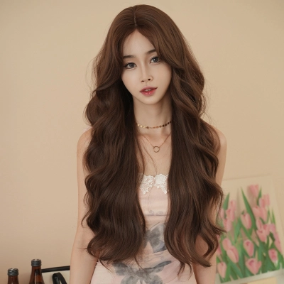 Korean style gentle medium length curly hair,wig 01