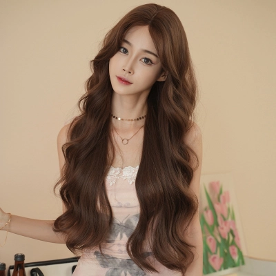 Korean style gentle medium length curly hair,wig 02