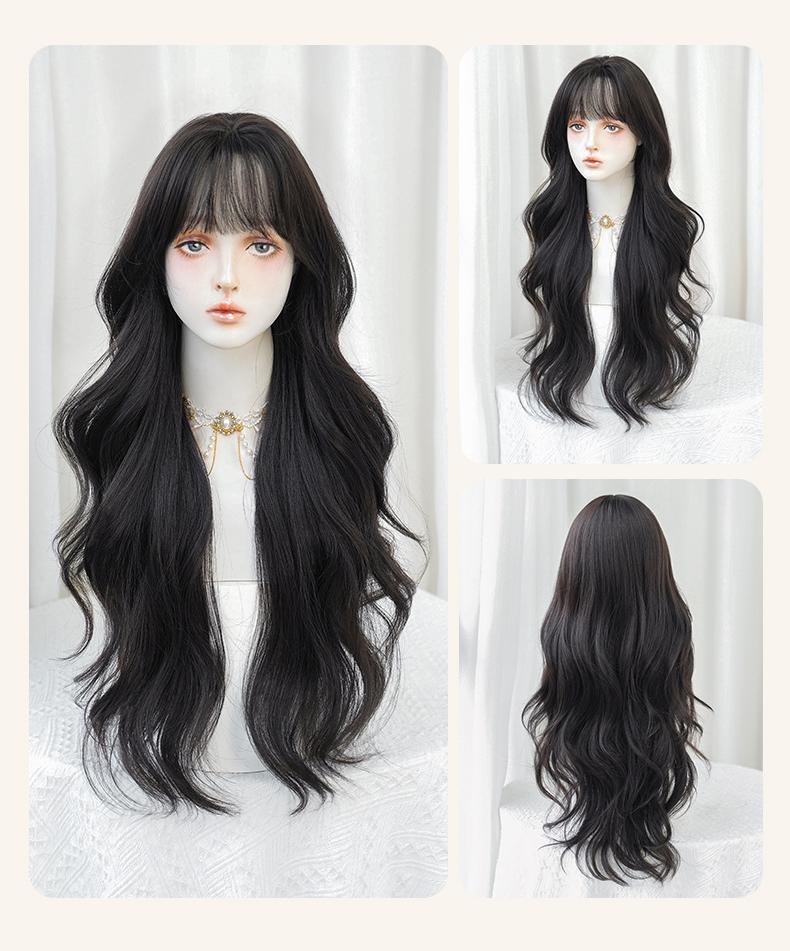Korean style temperament with long curly hair,wig