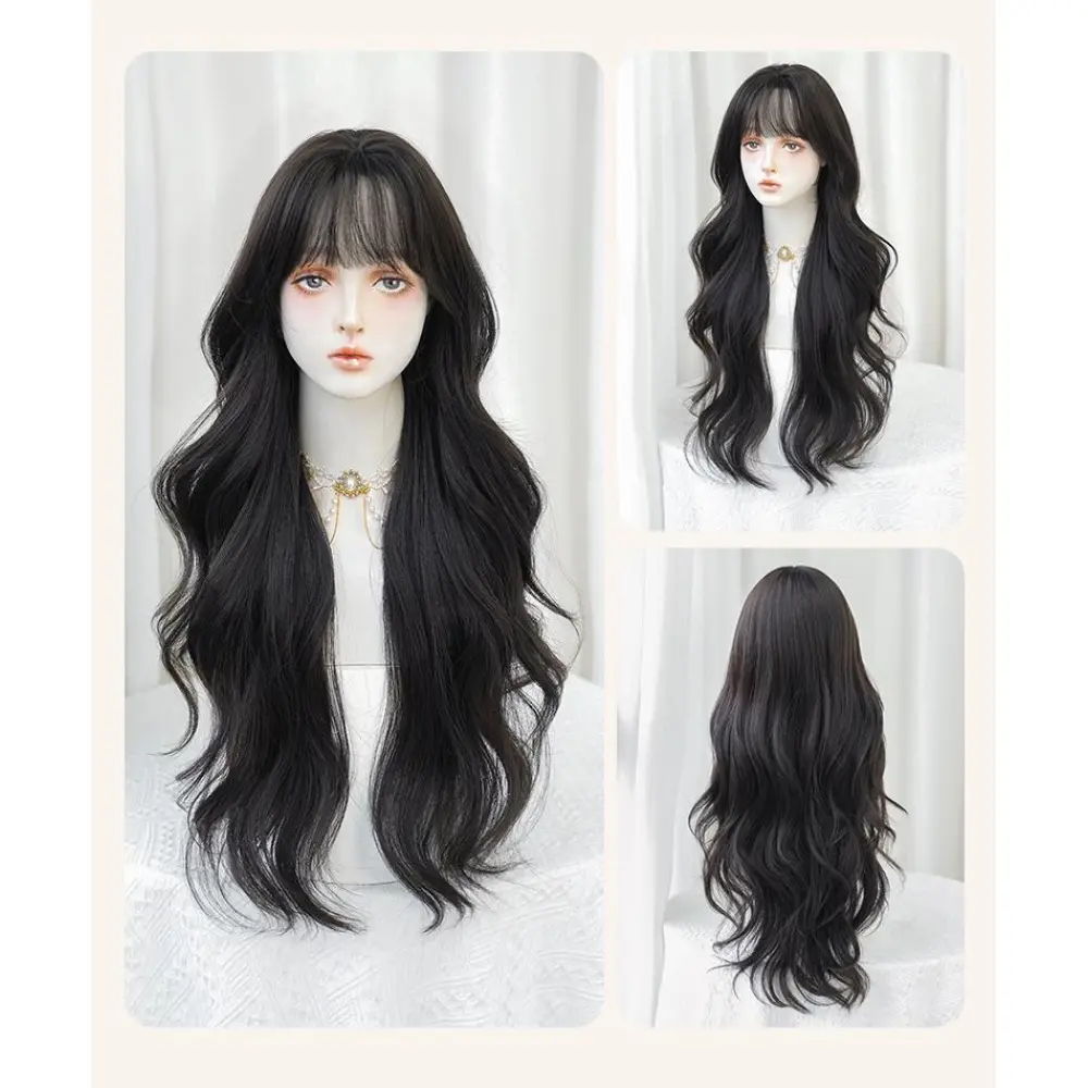 Korean style temperament with long curly hair,wig